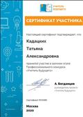 Сертификат участника заочного этапа Профессионального конкурса "Учитель будущего"
